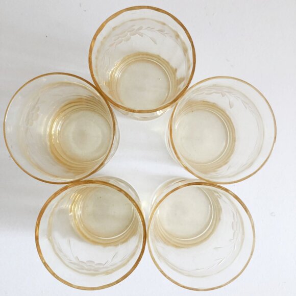 Yellow Depression Era Juice Glasses - Picture 7 of 8